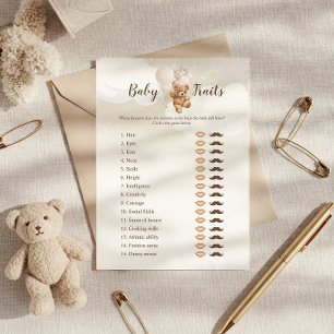 Tarjeta de juego de rasgos de bebé de osito de pel