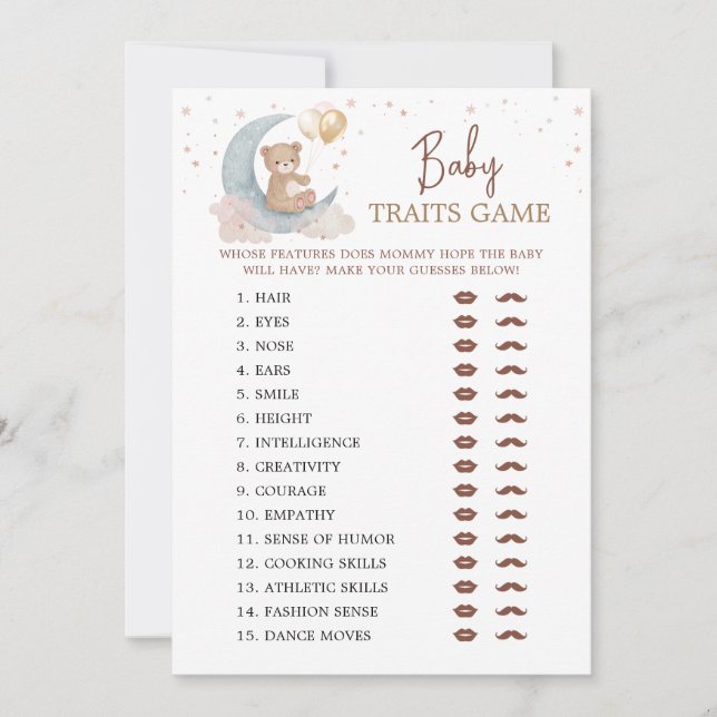 Tarjeta de juego de rasgos de bebé de Over the Moo (Anverso)