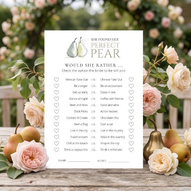 Tarjeta de juego de regadera de boda Perfect Pear  (Subido por el creador)