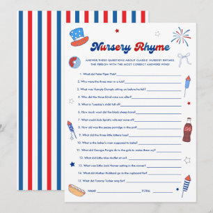 Tarjeta de juego de rimas infantiles para baby sho
