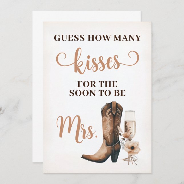 Tarjeta de juego de Rótulo Besada Rustic Bridal Sh (Anverso / Reverso)