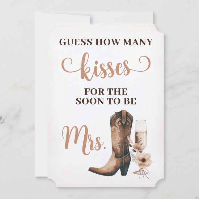 Tarjeta de juego de Rótulo Besada Rustic Bridal Sh (Anverso)