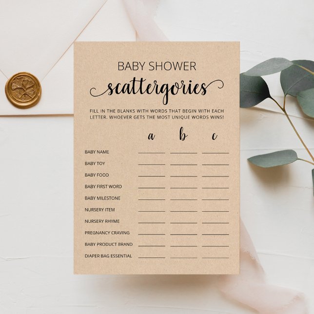 Tarjeta de juego de Scattergories para fiesta de B (Subido por el creador)