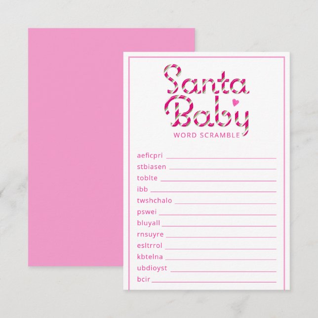 Tarjeta de juego de Scramble de Word de Santa Baby (Anverso / Reverso)