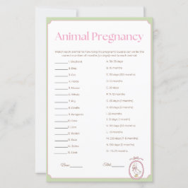 Tarjeta de Juego de Tarjeta de Animales para Baby