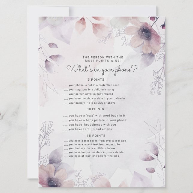 tarjeta de juego de teléfono Baby Shower de cascad (Anverso)