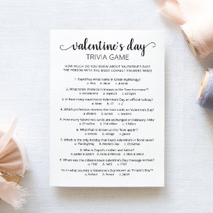 Tarjeta de juego de trivia del día de San Valentín