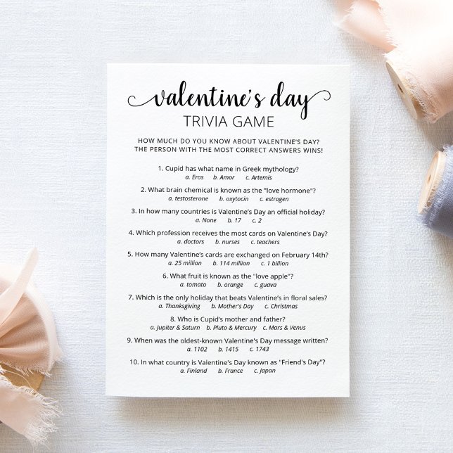 Tarjeta de juego de trivia del día de San Valentín (Subido por el creador)