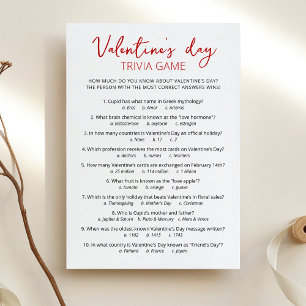 Tarjeta de juego de trivia del día de San Valentín