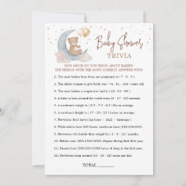 Tarjeta de juego de trivia para baby shower 'Over