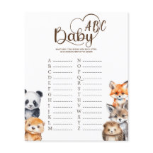 Tarjeta de juego de Woodland Animals Baby ABC