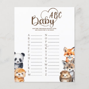Tarjeta de juego de Woodland Animals Baby ABC