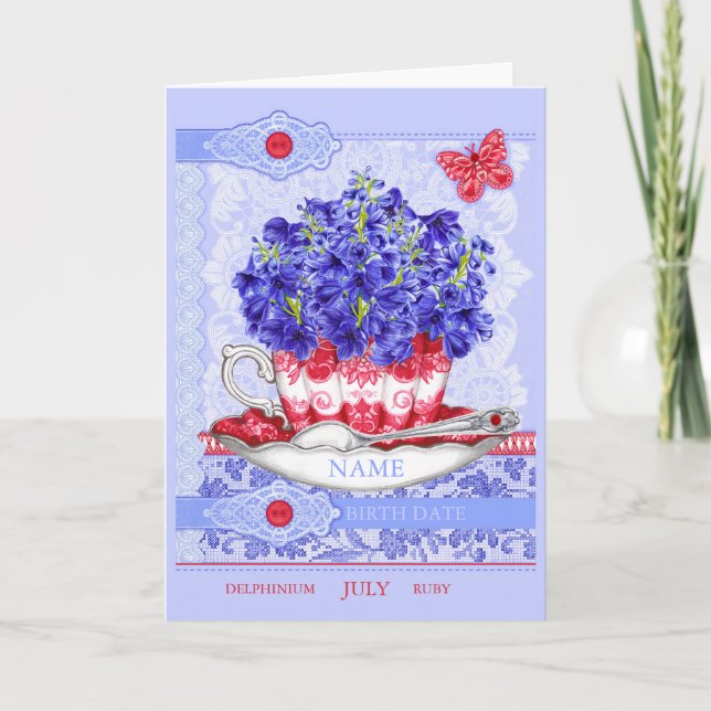 Tarjeta de juego de Word Birt Flower and Gem July (Anverso)