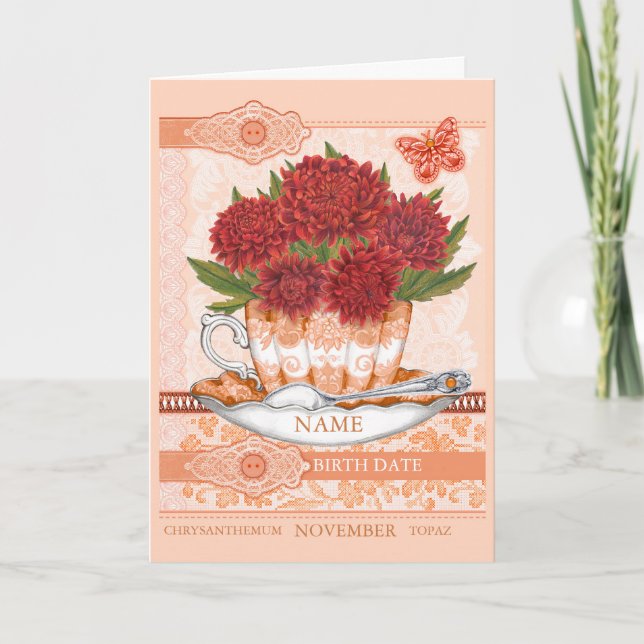 Tarjeta de juego de Word Nace Flower and Gem Novie (Anverso)
