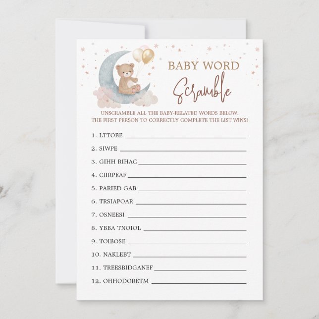 Tarjeta de juego de Word Scramble en la Luna de Ba (Anverso)