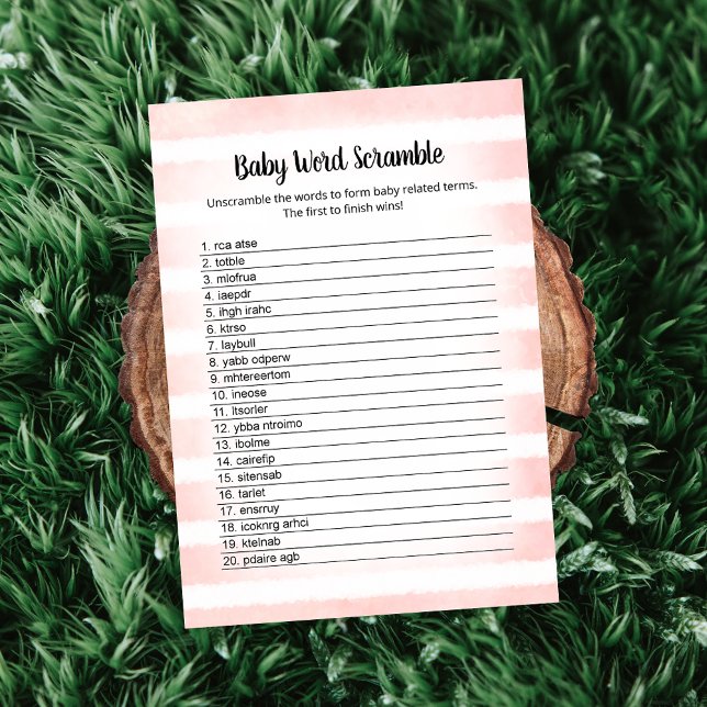 Tarjeta de juego de Word Scramble para bebé rosa d (Subido por el creador)