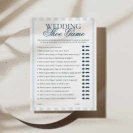 Tarjeta de juego de zapatos de boda con rayas azul
