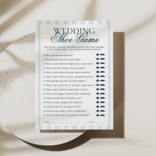 Tarjeta de juego de zapatos de boda con rayas azul