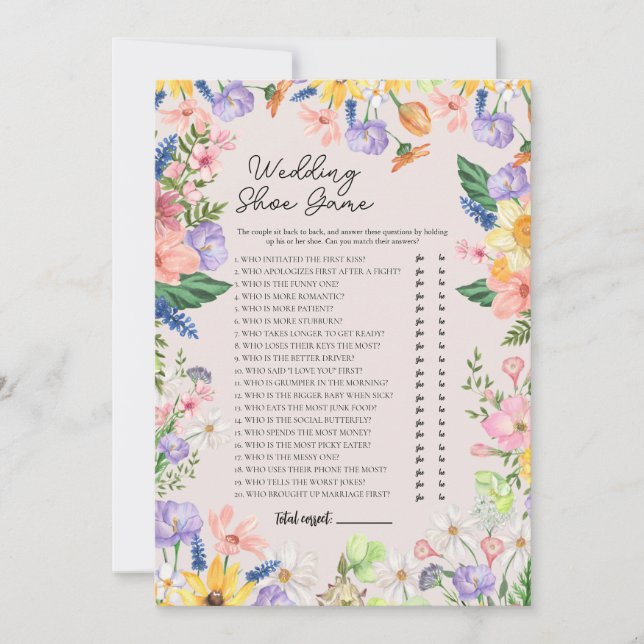 Tarjeta de juego de zapatos de la boda de la prima (Anverso)