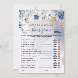 Tarjeta de juego de zapatos elegante azul floral p