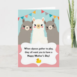 Tarjeta de juego del Día de las Madres de Alpaca