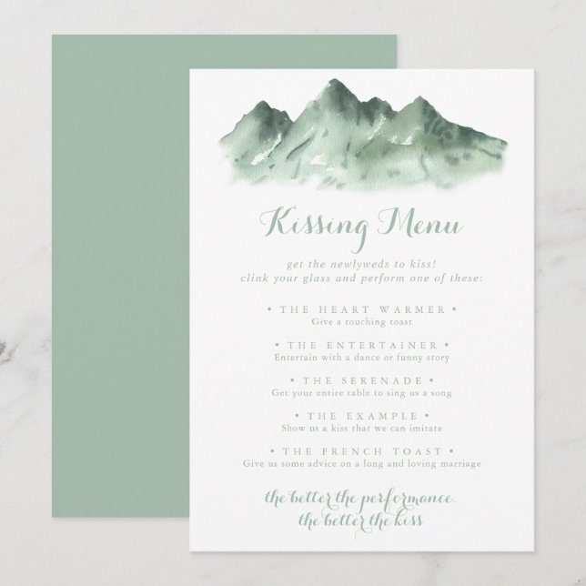 Tarjeta de juego del menú Besado del Boda de monta (Anverso / Reverso)