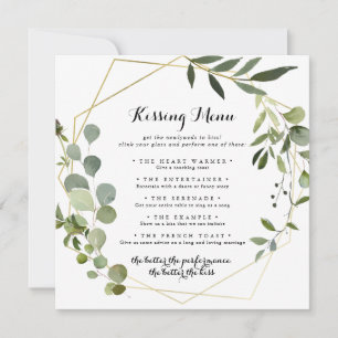 Tarjeta de juego del menú Boda de oro geométrico p