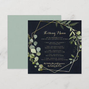 Tarjeta de juego del menú Boda de oro geométrico p