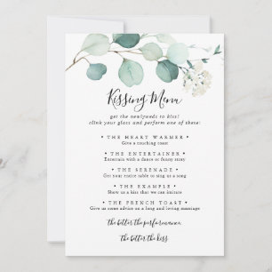 Tarjeta de juego del menú de Boda de eucalipto de 