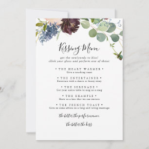 Tarjeta de juego del menú de Boda floral de Borgoñ