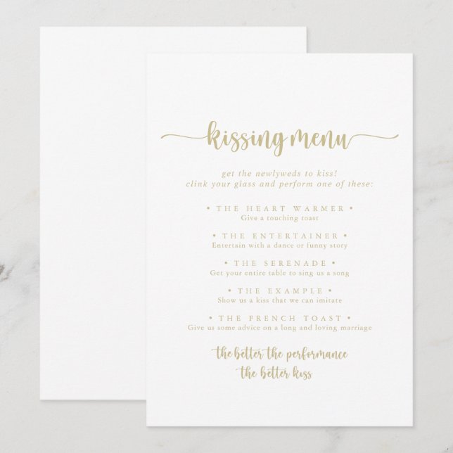 Tarjeta de juego del menú del Boda de caligrafía d (Anverso / Reverso)