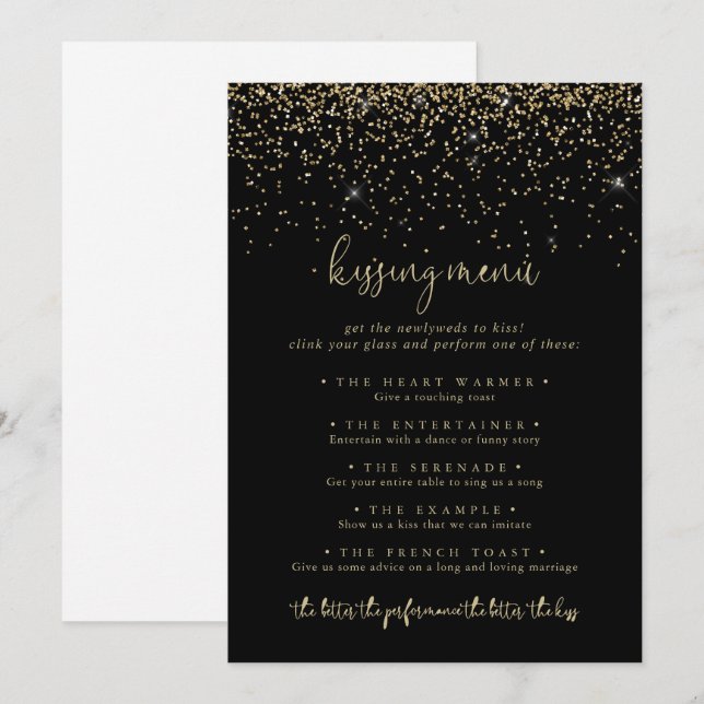 Tarjeta de juego del menú del Boda del Confetti de (Anverso / Reverso)
