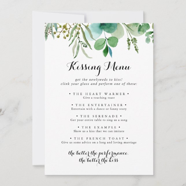 Tarjeta de juego del menú del Boda del Eucalipto V (Anverso)