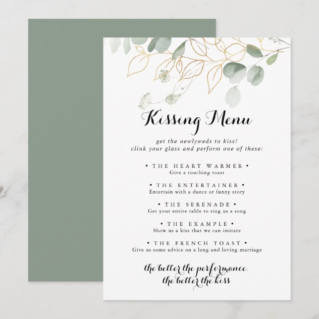 Tarjeta de juego del menú del Boda del follaje ver (Anverso / Reverso)