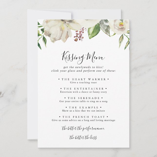 Tarjeta de juego del menú del Boda del Peony en in (Anverso)