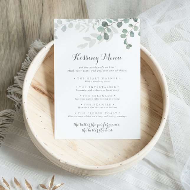 Tarjeta de juego del menú del Boda Eucalyptus Kiss (Subido por el creador)