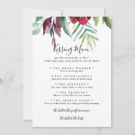 Tarjeta de juego del menú del Boda floral de calig