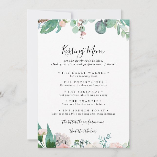 Tarjeta de juego del menú del Boda floral tropical (Anverso)