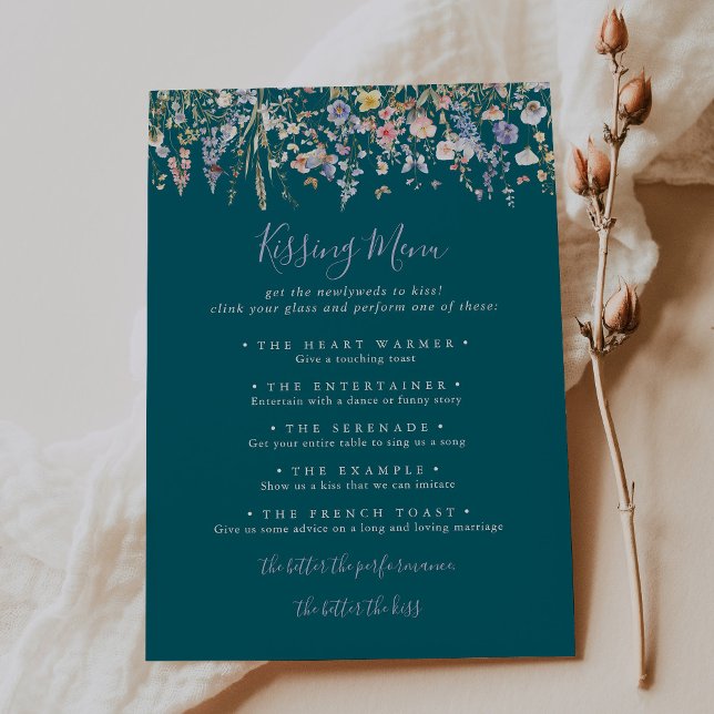 Tarjeta de juego del menú del Boda verde de flores (Subido por el creador)