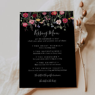 Tarjeta de juego del menú Kissing para Boda de flo