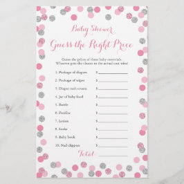 Tarjeta de juego derecha para Baby Shower rosa y p