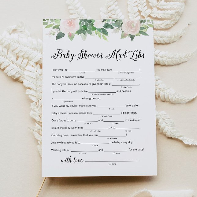 Tarjeta de juego DEVON Greenery Baby Shower Libs (Subido por el creador)