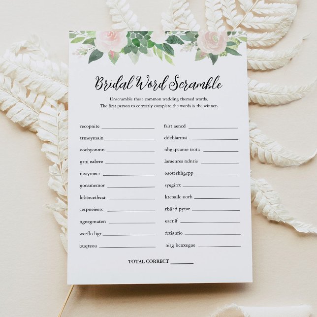 Tarjeta de juego DEVON Word Scramble Bridal Shower (Subido por el creador)