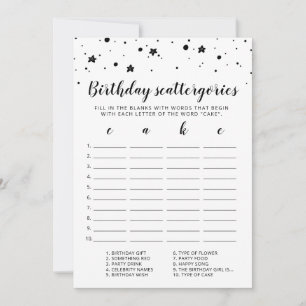 Tarjeta de juego editable Birday Scattergories
