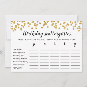 Tarjeta de juego editable Birday Scattergories