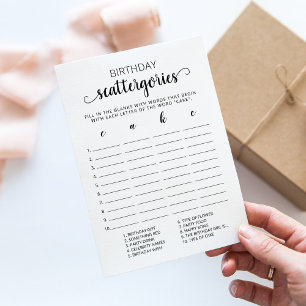 Tarjeta de juego editable Birday Scattergories
