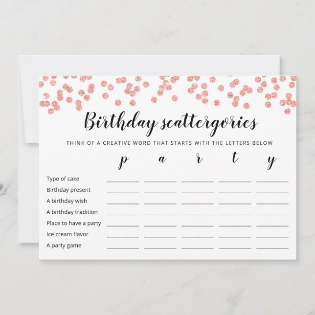 Tarjeta de juego editable Birday Scattergories (Anverso)