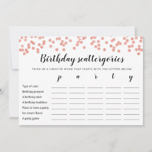 Tarjeta de juego editable Birday Scattergories
