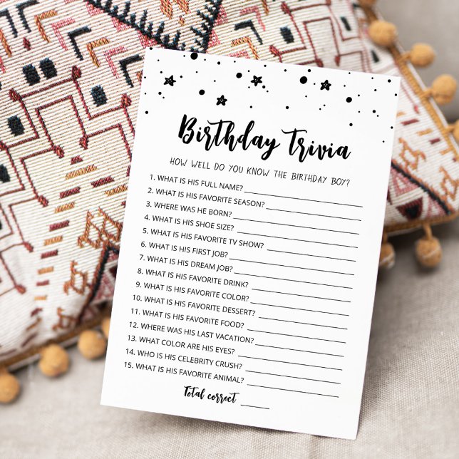 Tarjeta de juego editable Birday Trivia (Subido por el creador)
