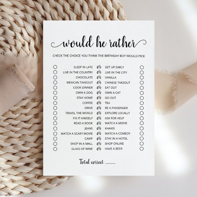 Tarjeta de juego editable de '¿Qué Preferiría' par (Subido por el creador)